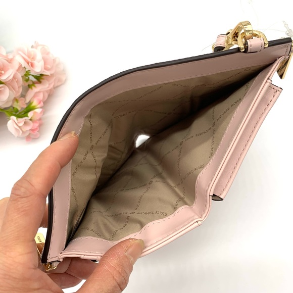 Michael Kors Jet Set Travel Double Zip Wristlet - Vanilla /Powder Blush Multi - Picture 7 of 9